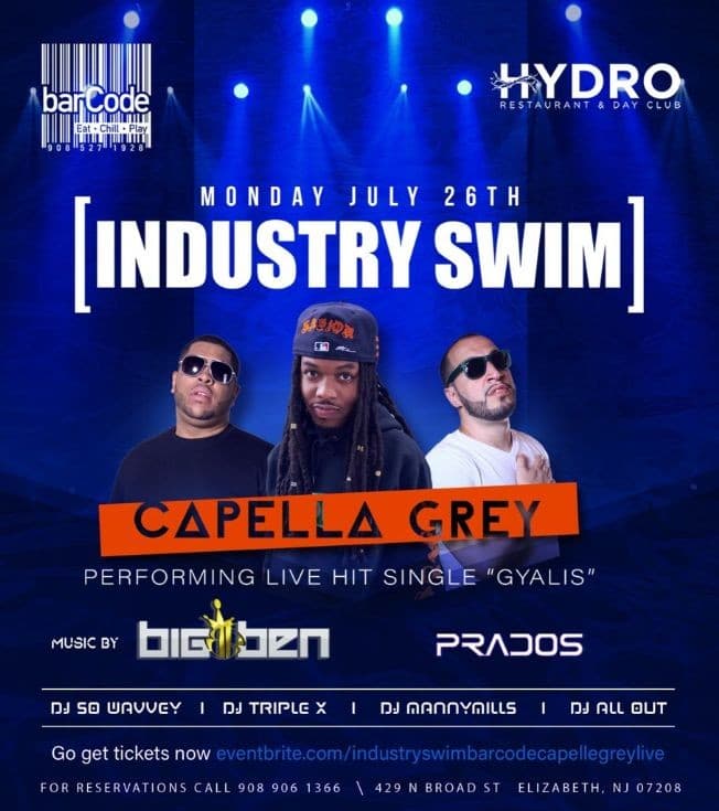 Event - Industry Swim Mondays Capella Grey Live At Barcode - Elizabeth, New Jersey - July 26, 2021 | concert tickets