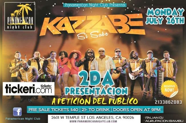 Event - Kazzabe En Vivo - Los Angeles (PanAmericano Nightclub) - Los Angeles, California - July 26, 2021 | concert tickets