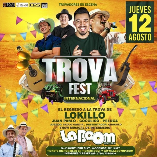 Event - TROVA FEST INTERNACIONAL CON LOKILLO NEW YORK | LA BOOM POSTPONED - Woodside, New York - 12 de agosto de 2021 | concert tickets