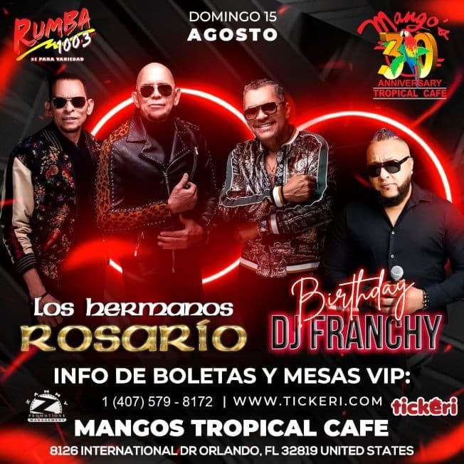 Event - Los Hermanos Rosario at ESTE EVENTO HA SIDO POSPUESTO PARA UNA FECHA FUTURA.  CANCELED - Orlando, Florida - August 15, 2021 | concert tickets