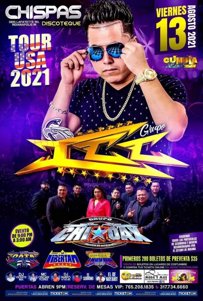 Event - GRUPO ICC, GRUPO CHI-OAX EN CONCIERTO ! INDIANAPOLIS INDIANA - Indianapolis, Indiana - 13 de agosto de 2021 | concert tickets