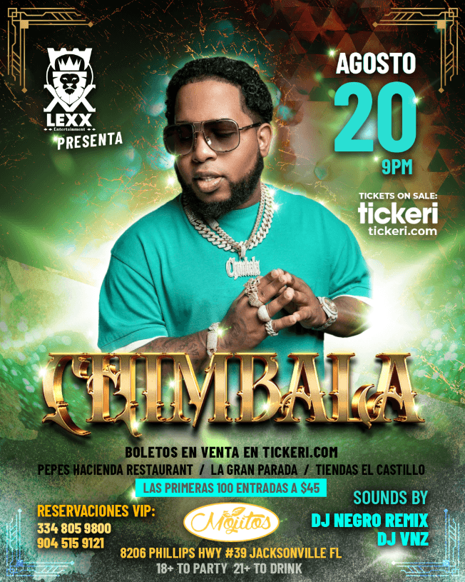 Event - CHIMBALA por primera vez en Jacksonville - Jacksonville, Florida - August 20, 2021 | concert tickets