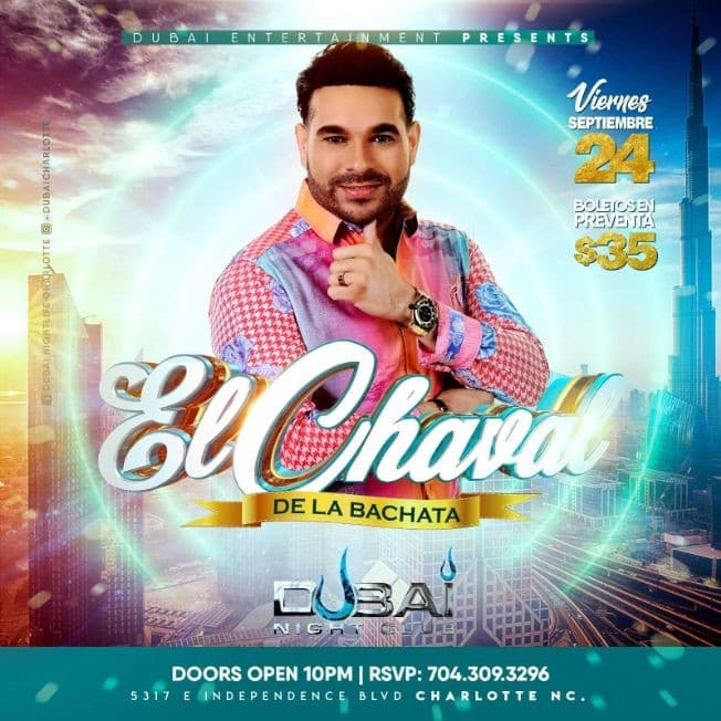 Event - EL CHAVAL DE LA BACHATA EN CONCIERTO ! CHARLOTTE NORTH CAROLINA - Charlotte, North Carolina - September 24, 2021 | concert tickets