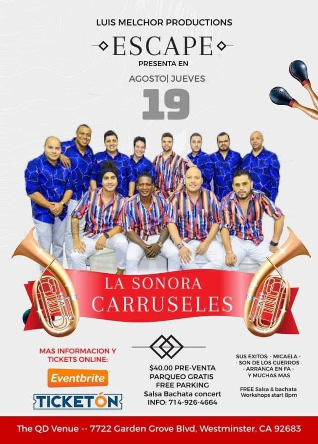 Event - Desde Colombia La Sonora Carruseles - Westminster, California - August 19, 2021 | concert tickets