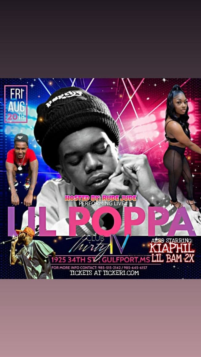 Event - Lil Poppa Live in Concert - Gulfport Mississippi - Gulfport, Mississippi - August 20, 2021 | concert tickets