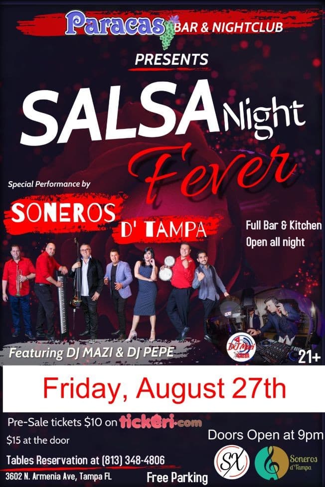 Event - Salsa Night Fever with Soneros D Tampa at Paracas Bar & Nightclub - Tampa, Florida - August 27, 2021 | concert tickets
