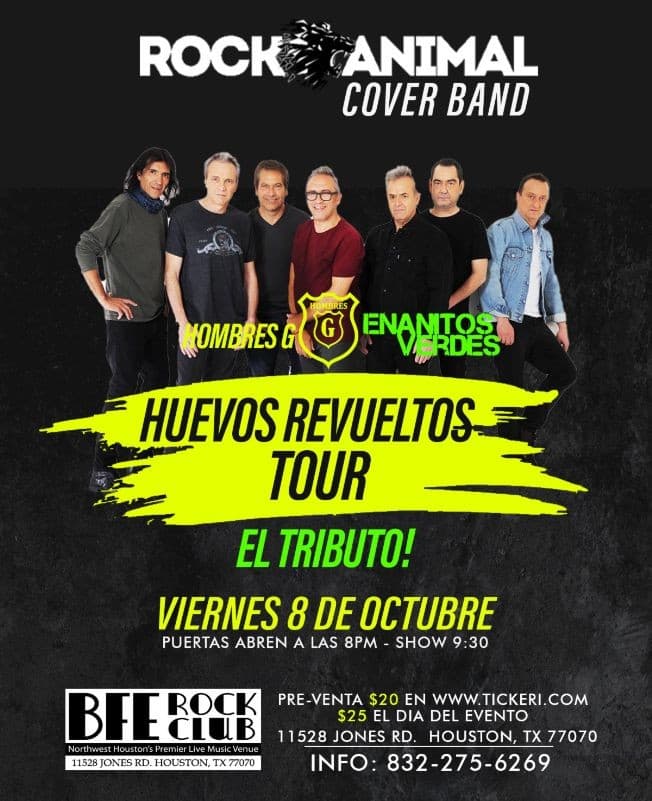 Event - Tributo a Enanitos Verdes y Hombres G (Gira Huevos Revueltos) Houston, Texas - Houston, Texas - October 8, 2021 | concert tickets