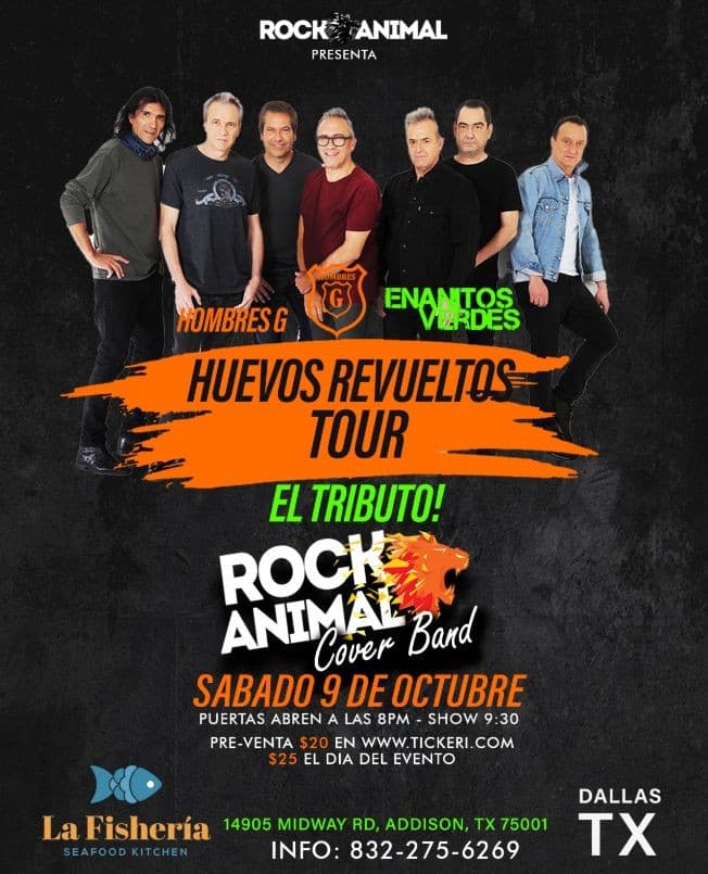 Event - Tributo a Enanitos Verdes y Hombres G (Gira Huevos Revueltos) Dallas, Texas - Addison, Texas - October 9, 2021 | concert tickets