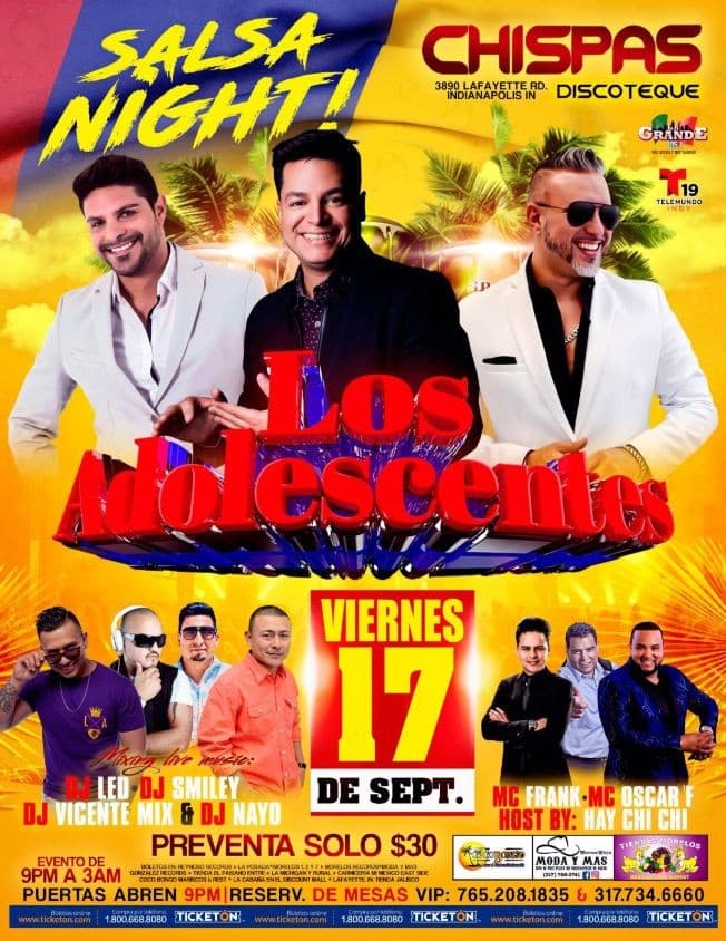 Event - LOS ADOLESCENTES EN CONCIERTO !  INDIANAPOLIS INDIANA - Indianapolis, Indiana - September 17, 2021 | concert tickets