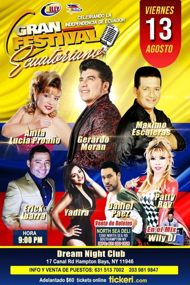 Event - GRAN FESTIVAL ECUATORIANO EN LONG ISLAND -VIERNES 13 DE AGOSTO 10:00PM - Hampton Bays, New York - August 13, 2021 | concert tickets