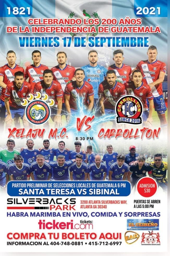 Event - Celebrando 200 años de Independencia de Guatemala, Futbol de Primera: Xelaju vs Carrollton - Atlanta, Georgia - September 17, 2021 | concert tickets