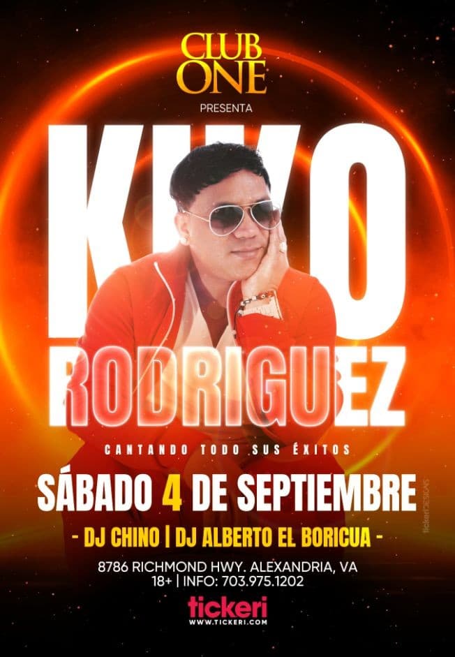 Event - KIKO RODRIGUEZ CANTANDO TODOS SUS EXITOS ! ALEXANDRIA VIRGINIA - Alexandria, Virginia - 4 de septiembre de 2021 | concert tickets