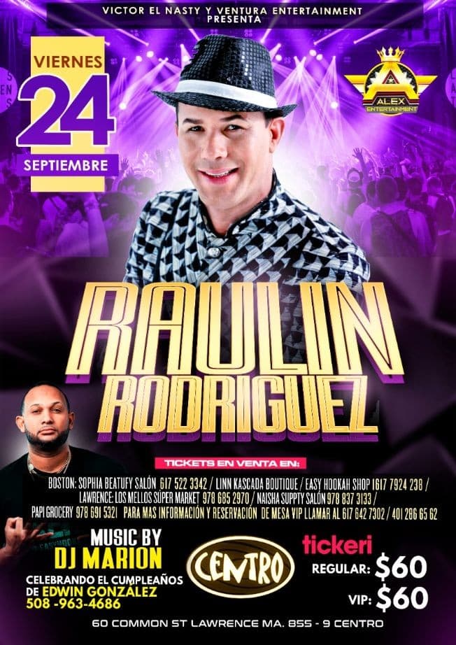 Event - Raulin Rodriguez en Concierto! - Lawrence, Massachusetts - September 24, 2021 | concert tickets