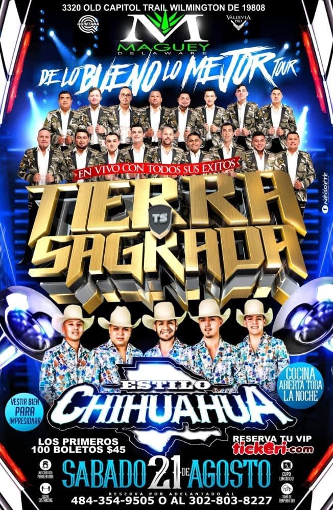 Event - BANDA TIERRA SAGRADA Y GRUPO ESTILO CHIHUAHUA - Wilmington, Delaware - August 21, 2021 | concert tickets