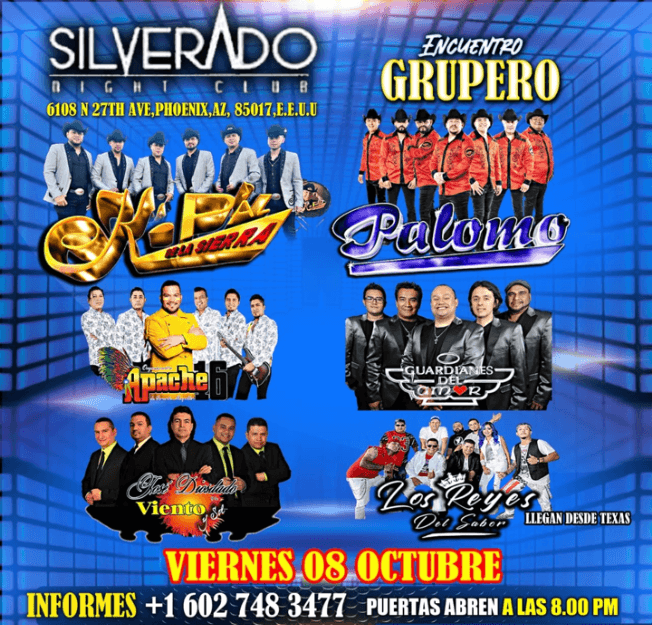 Event - K-PAZ DE LA SIERRA,GRUPO  PALOMO, ORGANIZACION APACHE 16, JOSE DIOSDADO Y SU VIENTO Y SOL, GUARDIANES DEL AMOR, LOS REYES DEL SABOR EN VIVO ! PHOENIX ARIZONA - Phoenix, Arizona - October 8, 2021 | concert tickets