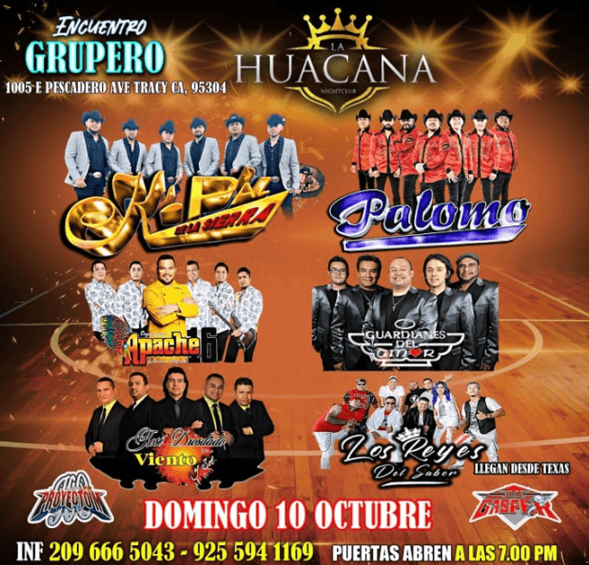 Event - K-PAZ DE LA SIERRA,GRUPO  PALOMO, ORGANIZACION APACHE 16, JOSE DIOSDADO Y SU VIENTO Y SOL, GUARDIANES DEL AMOR, LOS REYES DEL SABOR EN VIVO ! ENCUENTRO GRUPERO-TRACY CALIFORNIA - Tracy, California - October 10, 2021 | concert tickets