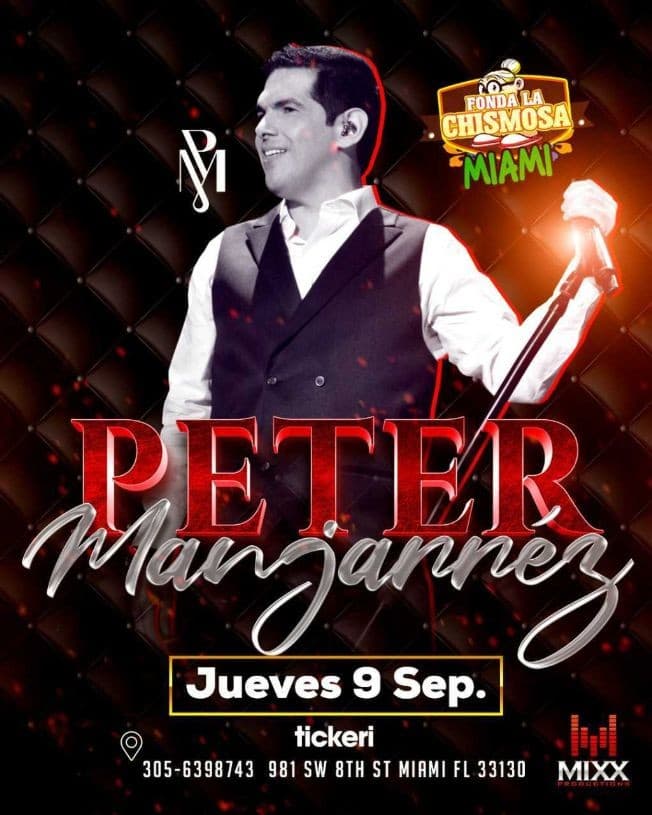 Event - PETER MANJARRES EN CONCIERTO ! MIAMI FLORIDA - Miami, Florida - September 9, 2021 | concert tickets