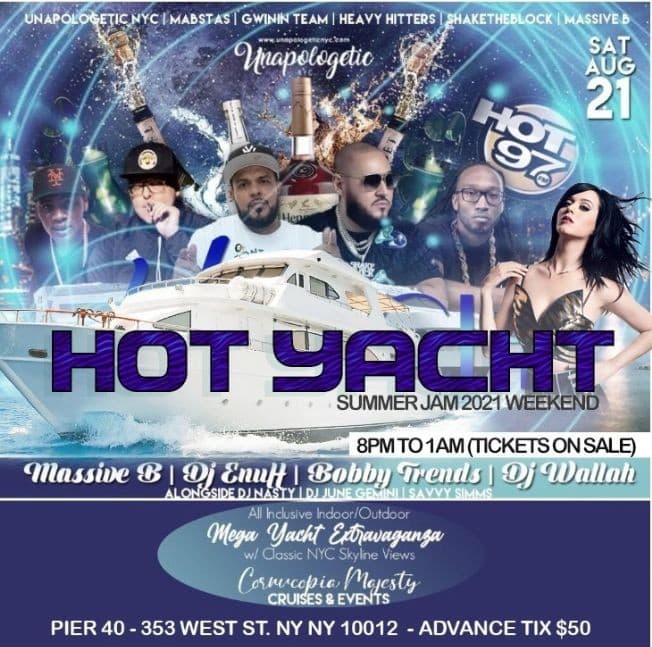 Event - Hot Yacht Summer Jam 2021 Weekend DJ Bobby Trends Live At Cornucopia Yacht - New York, New York - August 21, 2021 | concert tickets