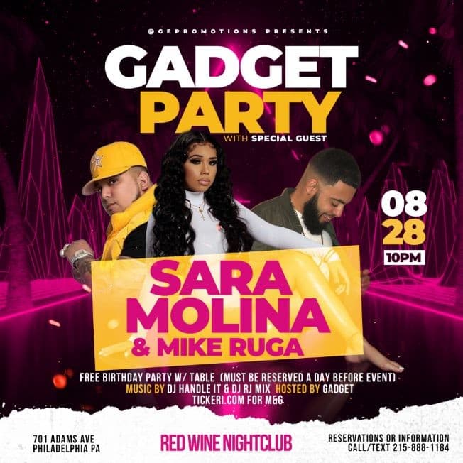 Event - GADGET PARTY W/ SARA MOLINA & MIKE RUGA - Philadelphia, Pennsylvania - August 28, 2021 | concert tickets