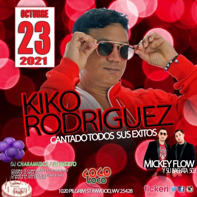 Event - (CANCELADO) KIKO RODRIGUEZ (CANCELADO) - Inwood, West Virginia - 23 de octubre de 2021 | concert tickets