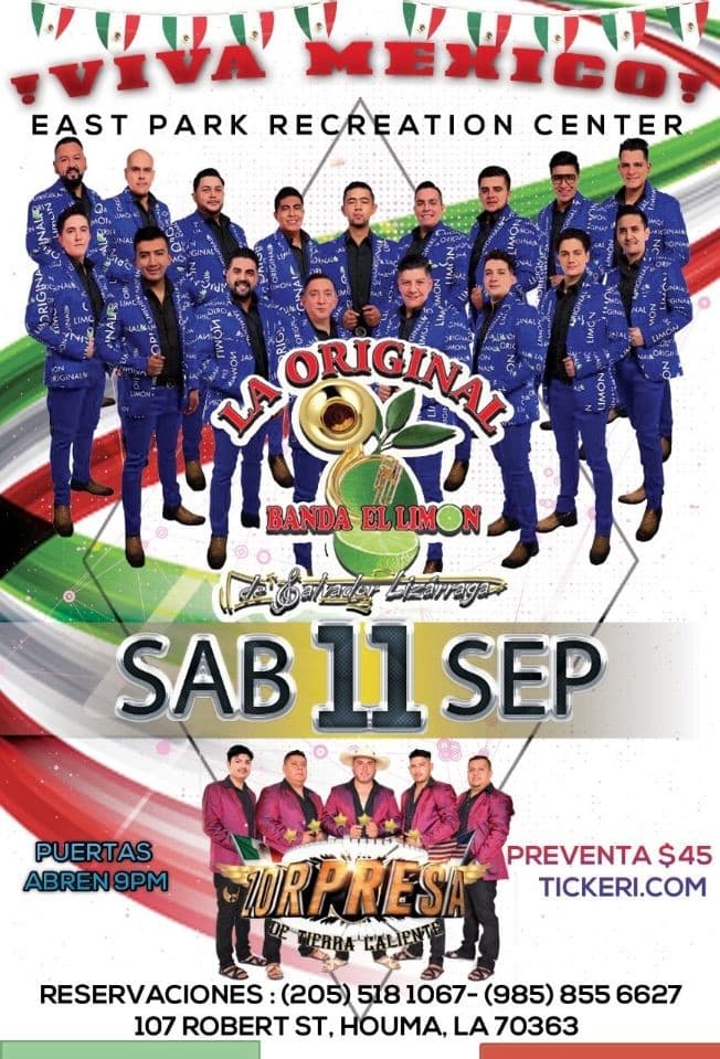 Event - LA ORIGINAL BANDA EL LIMON DE SALVADOR LIZARRAGA, ZORPRESA DE TIERRA CALIENTE EN VIVO ! HOUMA LOUISIANA - Houma, Louisiana - September 11, 2021 | concert tickets