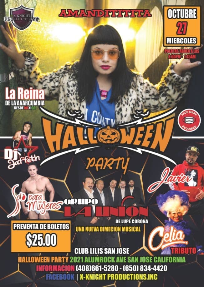 Event - Amandititita Halloween Party } Noche Latina - San Jose, California - October 27, 2021 | concert tickets