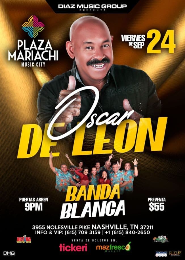 Event - Oscar De Leon y Banda Blanca en Vivo! - Nashville, Tennessee - September 24, 2021 | concert tickets