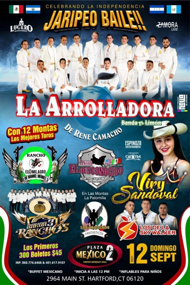 Event - Jaripeo Baile con La Arrolladora Banda Limon, Viry Sandoval y muchos mas en Vivo! - Hartford, Connecticut - September 12, 2021 | concert tickets