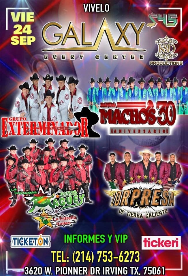 Event - GRUPO EXTERMINADOR - MACHOS -ZORPRESA DE TIERRA CALIENTE-BANDA MAGUEY-IRVINGTEXAS - Irving, Texas - September 24, 2021 | concert tickets