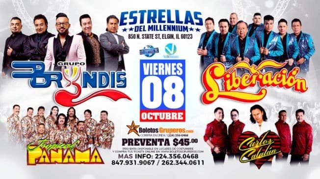 Event - GRUPO BRYNDIS   GRUPO LIBERACION   TROPICAL PANAMA    CARLOS CATALAN - Elgin, Illinois - October 8, 2021 | concert tickets