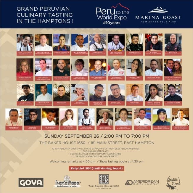 Event - 10th Peru to the World Expo, Grand Culinary Tasting at The Hamptons - East Hampton, New York - September 26, 2021 | concert tickets