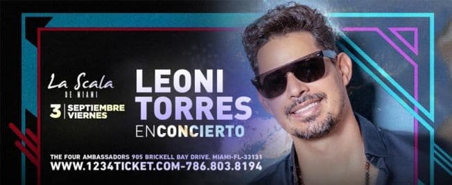 Event - LEONI TORRES EN CONCIERTO ! MIAMI FLORIDA - Miami, Florida - September 3, 2021 | concert tickets