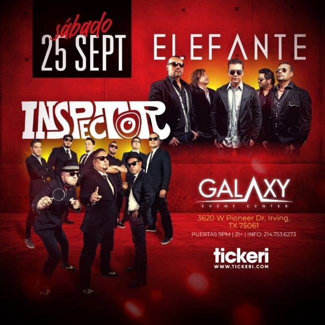 Event - ELEFANTE E INSPECTOR EN DALLAS - Irving, Texas - September 25, 2021 | concert tickets