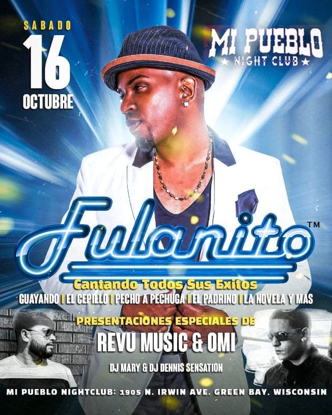 Event - FULANITO EN CONCIERTO-REVU MUSIC- OMI GREENBAY WISCONSIN - Green Bay, Wisconsin - October 16, 2021 | concert tickets