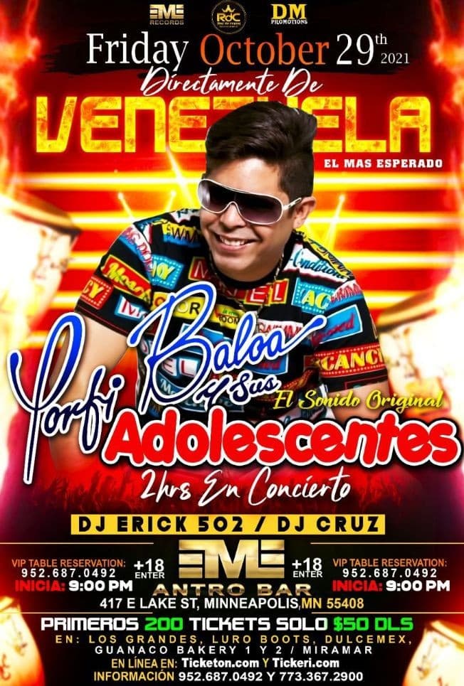 Event - PORFI BALOA  Y SUS ADOLESCENTES EN CONCIERTO - MINNEAPOLIS MIN - Minneapolis, Minnesota - October 29, 2021 | concert tickets