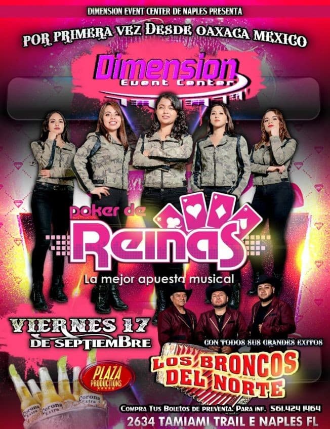 Event - POKER DE REINAS LA MEJOR APUESTA MUSICAL, LOS BRONCOS DEL NORTE  EN VIVO ! NAPLES FLORIDA - Naples, Florida - September 17, 2021 | concert tickets