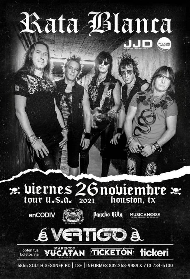 Event - RATA BLANCA TOUR USA 2021 EN CONCIERTO !  HOUSTON TEXAS - Houston, Texas - November 26, 2021 | concert tickets