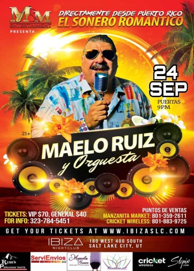 Event - MAELO RUIZ Y SU ORQUESTA EN CONCIERTO - SALT LAKE CITY UTAH - Salt Lake City, Utah - 24 de septiembre de 2021 | concert tickets