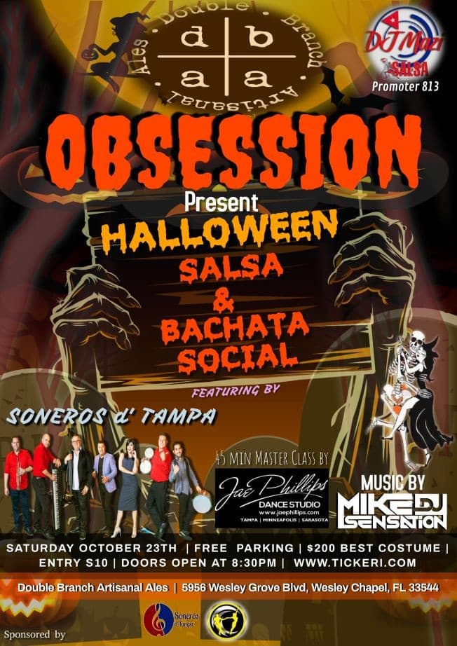Event - OBSESSION SALSA & BACHATA SOCIAL @ THE DOUBLE BRANCH A.A - Wesley Chapel, Florida - October 23, 2021 | concert tickets