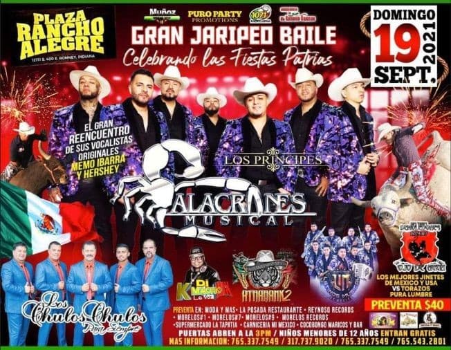 Event - ALACRANES MUSICAL, LOS PRINCIPES, LOS CHULOS CHULOS PARA SIEMPRE, LATINOS MUSICAL DE MEXICO EN VIVO ! ROMNEY INDIANA - Romney, Indiana - September 19, 2021 | concert tickets
