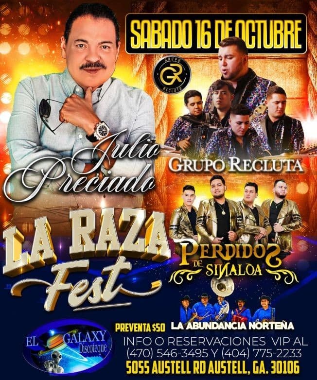 Event - JULIO PRECIADO, GRUPO RECLUTA, PERDIDOS DE SINALOA, LA ABUNDANCIA NORTEÑA EN CONCIERTO ! AUSTELL ROAD canceled - AUSTELL, Georgia - October 16, 2021 | concert tickets