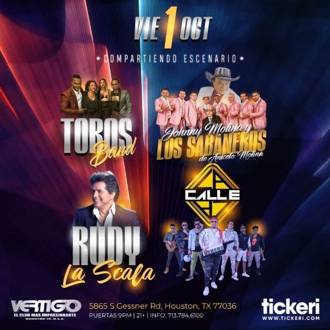 Event - RUDY LA SCALA, LOS TOROS BAND, LOS SABANEROS Y LA CALLE EN HOUSTON - Houston, Texas - October 1, 2021 | concert tickets