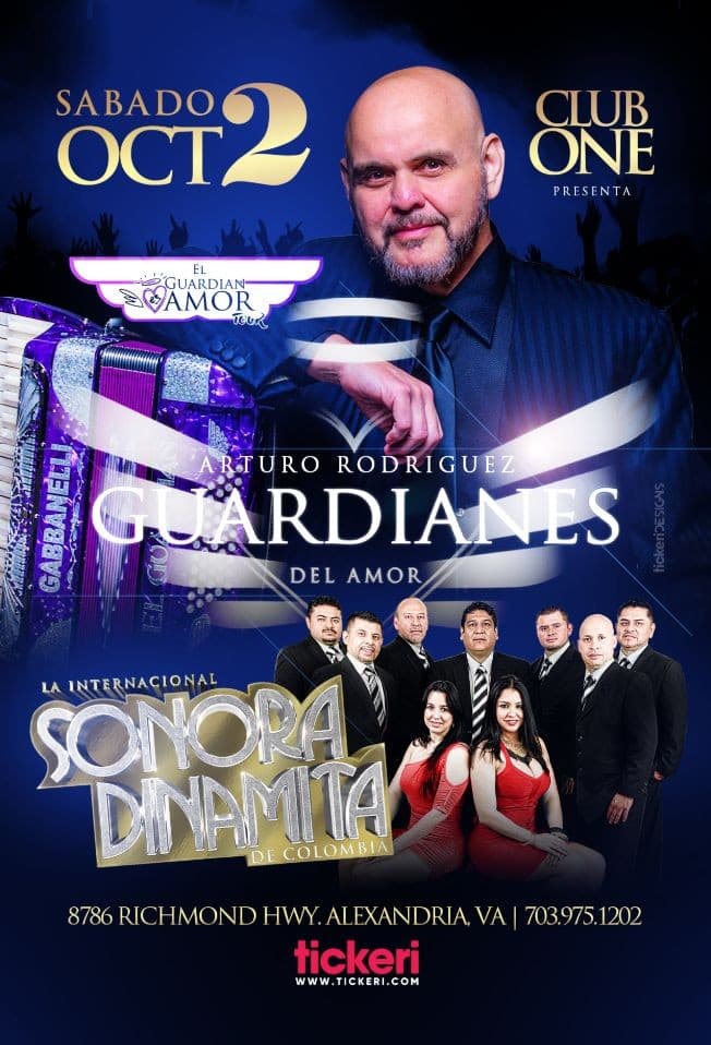 Event - GUARDIANES DEL AMOR DE ARTURO RODRIGUEZ, LA INTERNACIONAL SONORA DINAMITA DE COLOMBIA, EL GUARDIAN ES AMOR TOUR ! ALEXANDRIA VIRGINIA - Alexandria, Virginia - October 2, 2021 | concert tickets