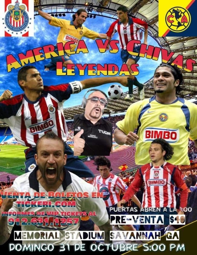 Event - AMERICA VS CHIVAS, LEYENDAS ! SAVANNAH GEORGIA - Savannha, Georgia - October 31, 2021 | concert tickets