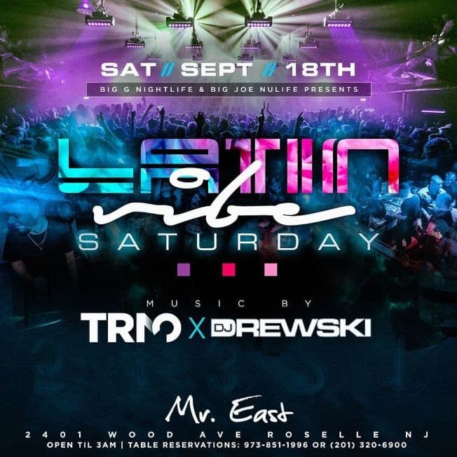 Event - Latin Vibe Saturdays At Mister East - Roselle, New Jersey - September 18, 2021 | concert tickets