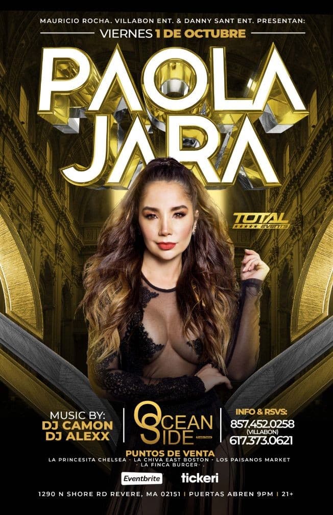 Event - Paola Jara en Vivo en Ocean Side Revere! - Revere, Massachusetts - October 1, 2021 | concert tickets