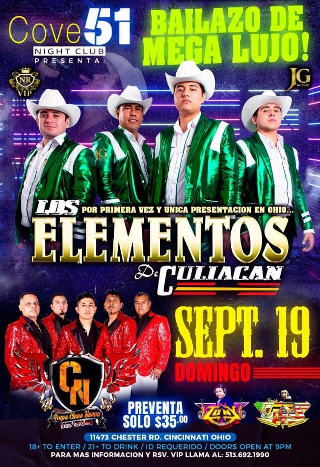 Event - LOS ELEMENTOS DE CULIACAN - CN GRUPO CLAVE NUEVA - CINCINNATI OHIO - Cincinnati, Ohio - 19 de septiembre de 2021 | concert tickets