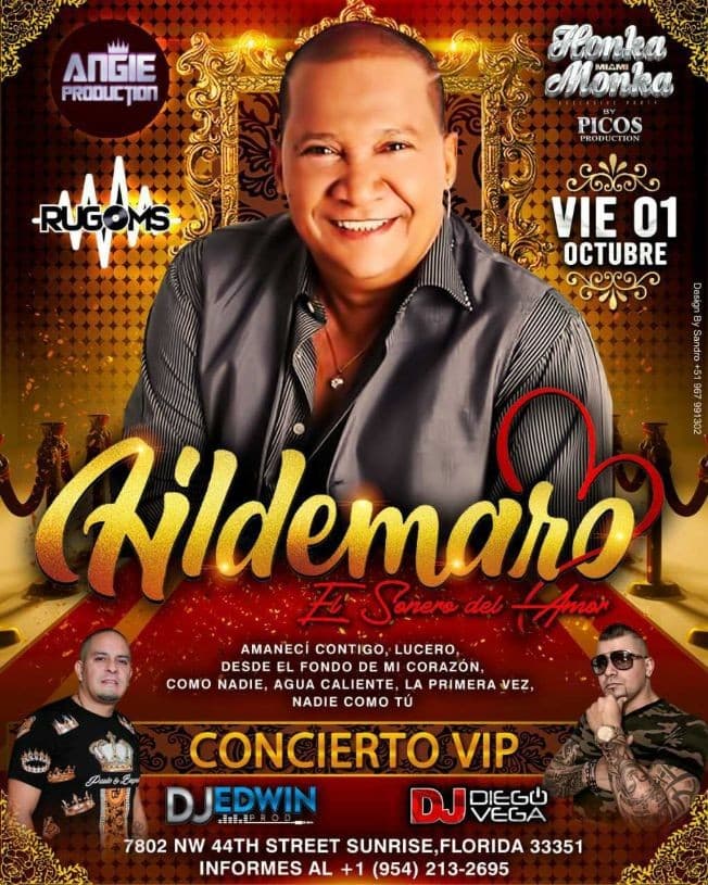 Event - HILDEMARO EL SONERO DEL AMOR EN VIVO ! SUNRISE FLORIDA ***postponed - Sunrise, Florida - October 1, 2021 | concert tickets