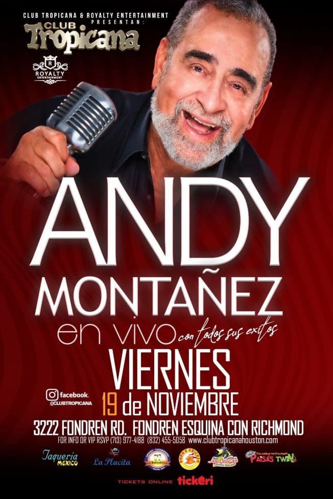 Event - ANDY MONTAÑEZ EN VIVO - HOUSTON TEXAS - Houston, Texas - November 19, 2021 | concert tickets