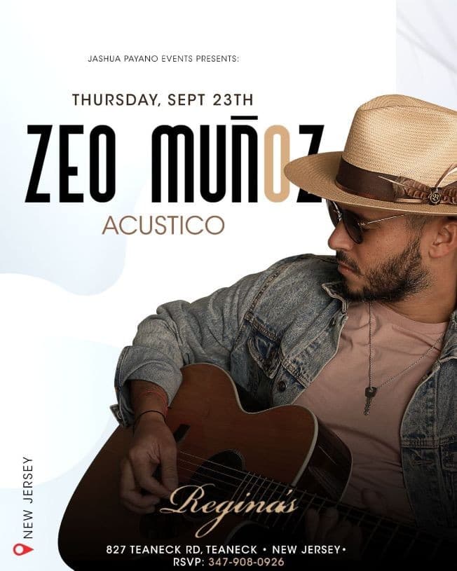 Event - ZEO MUÑOZ EN CONCIERTO ! - TEANECK, New Jersey - September 23, 2021 | concert tickets